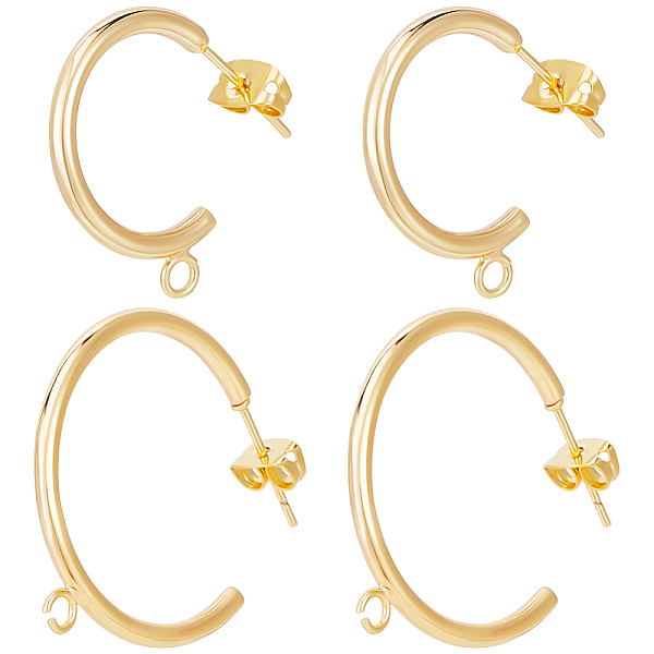 PandaHall Beebeecraft 20Pcs 2 Style Brass Ring Stud Earring Findings, Half Hoop Earrings, with Loop and 20Pcs Friction Ear Nuts, Real 18K...
PandaHall Beebeecraft 20Pcs 2 Style Brass Ring Stud Earring Findings, Half Hoop Earrings, with Loop and 20Pcs Friction Ear Nuts, Real 18K...