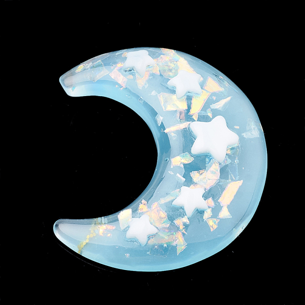 PandaHall Resin Cabochons, with Shell Chip, Moon with Star, Light Sky Blue, 36x31x7mm Resin Moon
PandaHall Resin Cabochons, with Shell Chip, Moon with Star, Light Sky Blue, 36x31x7mm Resin Moon