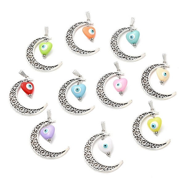 PandaHall Alloy Hollow Moon Pendants, Evil Eye Resin Heart Charms, Antique Silver, Mixed Color, 41x33.5x8mm, Hole: 2.8x8mm Alloy+Resin Moon..., Multicolor
PandaHall Alloy Hollow Moon Pendants, Evil Eye Resin Heart Charms, Antique Silver, Mixed Color, 41x33.5x8mm, Hole: 2.8x8mm Alloy+Resin Moon..., Multicolor