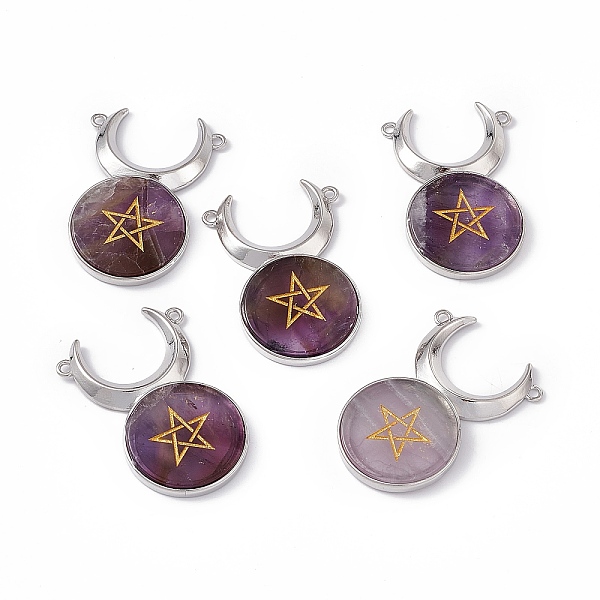 PandaHall Natural Amethyst Connector Charms, Cattle Head Links with Star, with Rack Plating Platinum Tone Brass Findings, Cadmium Free &...
PandaHall Natural Amethyst Connector Charms, Cattle Head Links with Star, with Rack Plating Platinum Tone Brass Findings, Cadmium Free &...