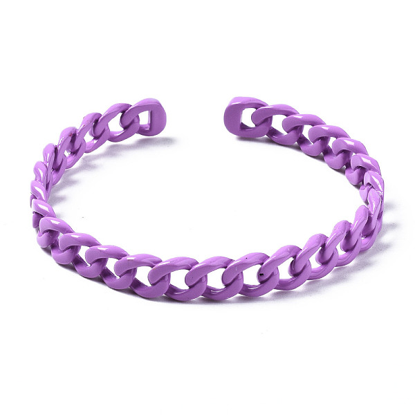 PandaHall Spray Painted Brass Cuff Bangles, Curb Chain, Medium Orchid, Inner Diameter: 1-7/8 inch(4.9cm), 7.5mm Brass
PandaHall Spray Painted Brass Cuff Bangles, Curb Chain, Medium Orchid, Inner Diameter: 1-7/8 inch(4.9cm), 7.5mm Brass