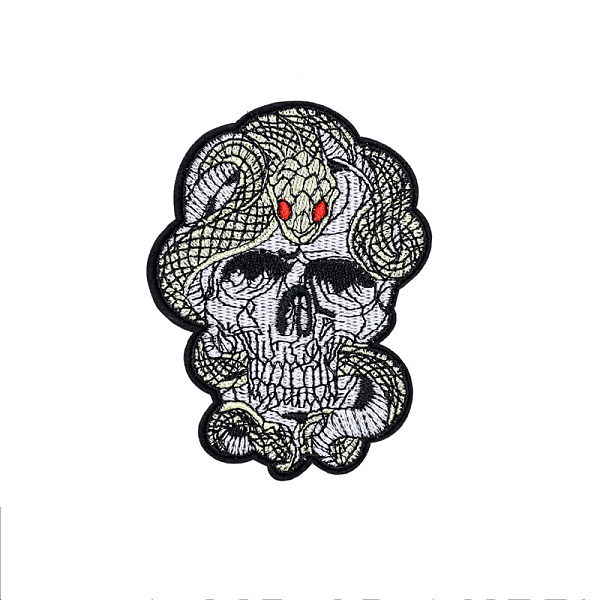 PandaHall Computerized Embroidery Cloth Iron on/Sew on Patches, Costume Accessories, Snake+ with Skull, Ghost White, 100x75mm Cloth Snake
PandaHall Computerized Embroidery Cloth Iron on/Sew on Patches, Costume Accessories, Snake+ with Skull, Ghost White, 100x75mm Cloth Snake