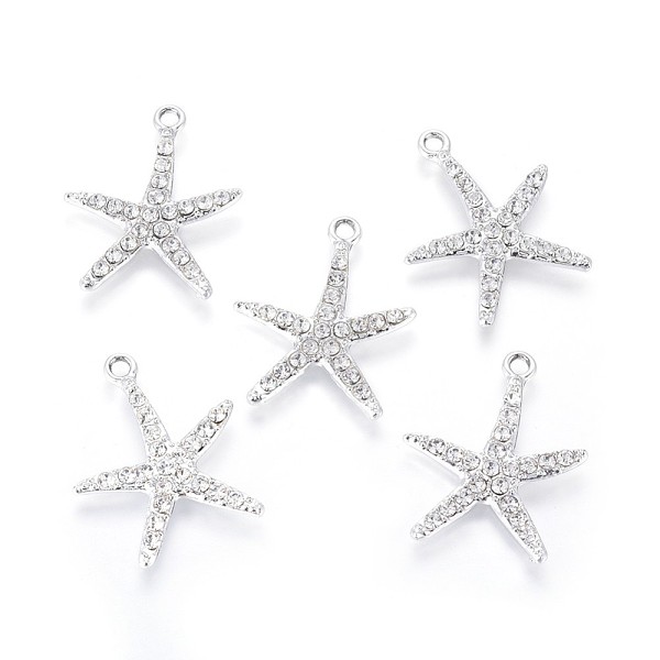 PandaHall Silver Color Plated Alloy Pendants, with Rhinestone, Starfish/Sea Stars, Crystal, 30x24x2mm, Hole: 2mm Alloy+Rhinestone Starfish..., Clear
PandaHall Silver Color Plated Alloy Pendants, with Rhinestone, Starfish/Sea Stars, Crystal, 30x24x2mm, Hole: 2mm Alloy+Rhinestone Starfish..., Clear