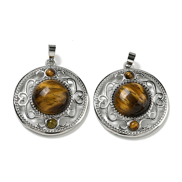 PandaHall Natural Tiger Eye Pendants, Rack Plating Brass Hollow Flat Round Charms, Cadmium Free & Lead Free, Platinum, 36.5x33x9.5mm, Hole...
PandaHall Natural Tiger Eye Pendants, Rack Plating Brass Hollow Flat Round Charms, Cadmium Free & Lead Free, Platinum, 36.5x33x9.5mm, Hole...