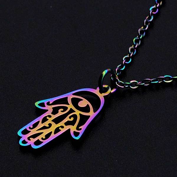 PandaHall 201 Stainless Steel Pendants Necklaces, with Cable Chains and Lobster Claw Clasps, Hamsa Hand/Hand of Fatima/Hand of Miriam...
PandaHall 201 Stainless Steel Pendants Necklaces, with Cable Chains and Lobster Claw Clasps, Hamsa Hand/Hand of Fatima/Hand of Miriam...