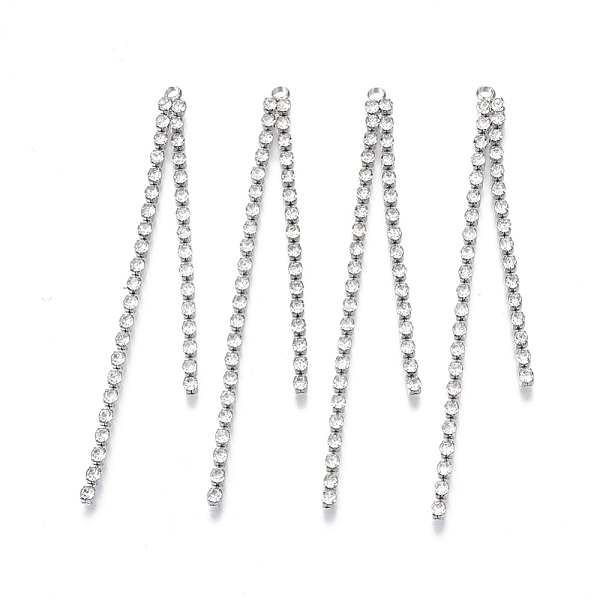 PandaHall Brass Rhinestone Cup Chains Tassel Big Pendants, Crystal, Platinum, 70x4x2mm, Hole: 1.6mm Brass
PandaHall Brass Rhinestone Cup Chains Tassel Big Pendants, Crystal, Platinum, 70x4x2mm, Hole: 1.6mm Brass