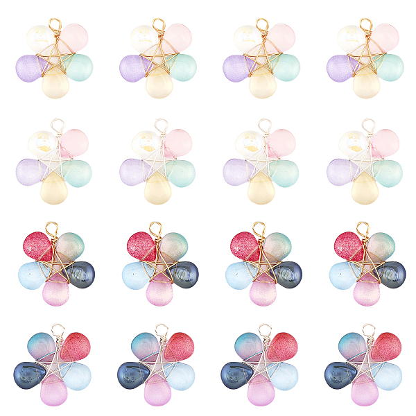 PandaHall CHGCRAFT 4 Sets Wire Wrapped Glass Pendants, with Brass Findings, Flower, Mixed Color, 30.5x29x5mm, Hole: 2mm, 4pcs/set Glass...
PandaHall CHGCRAFT 4 Sets Wire Wrapped Glass Pendants, with Brass Findings, Flower, Mixed Color, 30.5x29x5mm, Hole: 2mm, 4pcs/set Glass...