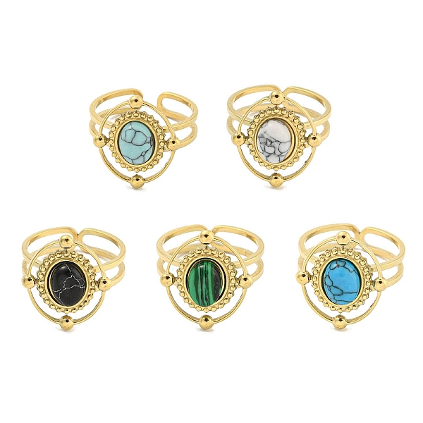 PandaHall Ion Plating(IP) 304 Stainless Steel Synthetic Gemstone Cuff Rings, Oval Wide Band Open Rings for Women Men, Real 18K Gold Plated...
PandaHall Ion Plating(IP) 304 Stainless Steel Synthetic Gemstone Cuff Rings, Oval Wide Band Open Rings for Women Men, Real 18K Gold Plated...