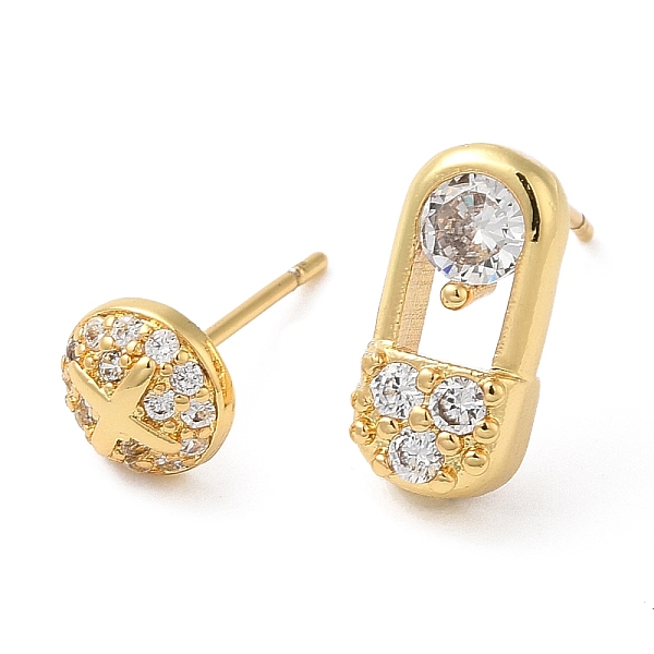 PandaHall Rack Plating Brass Safety Pin & Flat Round Asymmetrical Earrings, Stud Earrings with Cubic Zirconia, Lead Free & Cadmium Free...
PandaHall Rack Plating Brass Safety Pin & Flat Round Asymmetrical Earrings, Stud Earrings with Cubic Zirconia, Lead Free & Cadmium Free...