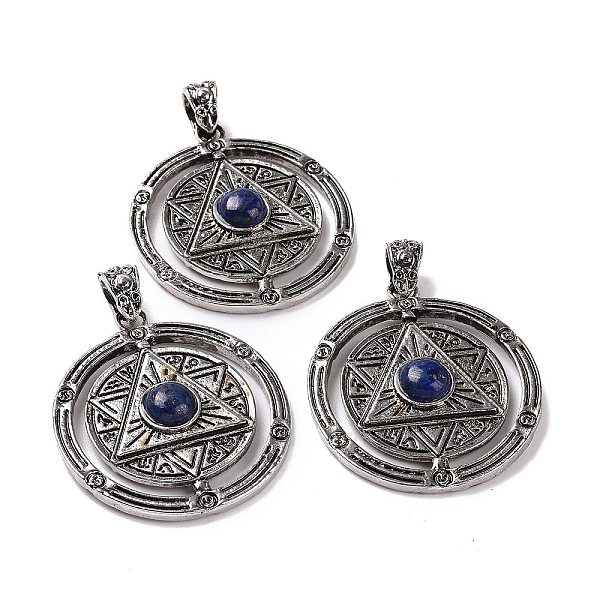 PandaHall Natural Lapis Lazuli Pendants, Flat Round with Hexagram Charms, with Antique Silver Plated Alloy Findings, 42.5x37x8mm, Hole...
PandaHall Natural Lapis Lazuli Pendants, Flat Round with Hexagram Charms, with Antique Silver Plated Alloy Findings, 42.5x37x8mm, Hole...