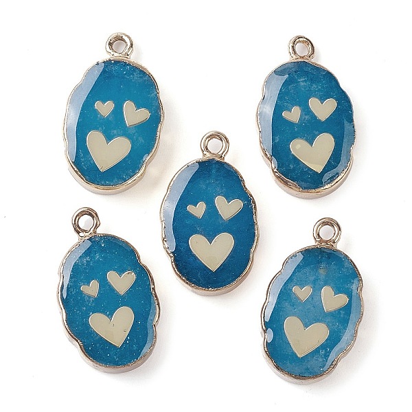 PandaHall Natural White Jade Pendants, Dyed & Heated, Golden Plated Brass Oval Charms, Deep Sky Blue, Heart, 22~22.5x13~13.5x4.5mm, Hole...
PandaHall Natural White Jade Pendants, Dyed & Heated, Golden Plated Brass Oval Charms, Deep Sky Blue, Heart, 22~22.5x13~13.5x4.5mm, Hole...