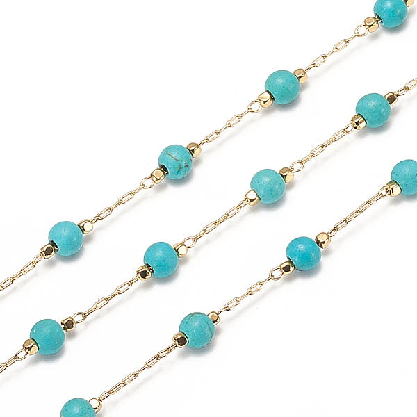 PandaHall 3.28 Feet Handmade Brass Cable Chains, with Dyed Synthetic Turquoise Beads, Soldered, Long-Lasting Plated, Round, Real 18K Gold...
PandaHall 3.28 Feet Handmade Brass Cable Chains, with Dyed Synthetic Turquoise Beads, Soldered, Long-Lasting Plated, Round, Real 18K Gold...