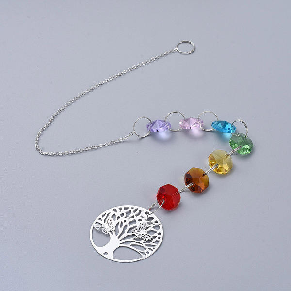 PandaHall Chandelier Suncatchers Prisms Octogon Glass Chakra Hanging Pendant, with Iron Pendant and Cable Chain, Faceted, Flat Round with...
PandaHall Chandelier Suncatchers Prisms Octogon Glass Chakra Hanging Pendant, with Iron Pendant and Cable Chain, Faceted, Flat Round with...