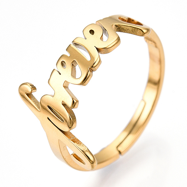 PandaHall Ion Plating(IP) 304 Stainless Steel Heart with Word Forever Adjustable Ring, Wide Band Ring for Valentine's Day, Real 18K Gold...
PandaHall Ion Plating(IP) 304 Stainless Steel Heart with Word Forever Adjustable Ring, Wide Band Ring for Valentine's Day, Real 18K Gold...