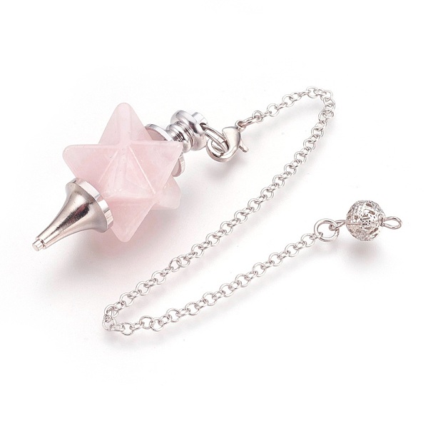 PandaHall Natural Rose Quartz Dowsing Pendulums, with Platinum Tone Brass Findings, Merkaba Star, 235mm, Hole: 2mm Rose Quartz Merkaba Star..., Pink
PandaHall Natural Rose Quartz Dowsing Pendulums, with Platinum Tone Brass Findings, Merkaba Star, 235mm, Hole: 2mm Rose Quartz Merkaba Star..., Pink