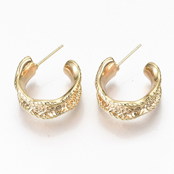 PandaHall Brass Half Hoop Earrings, Stud Earring, Hammered, Ring, Nickel Free, Real 18K Gold Plated, 25~27x22.5x9.5mm, Pin: 0.7mm Brass Ring
PandaHall Brass Half Hoop Earrings, Stud Earring, Hammered, Ring, Nickel Free, Real 18K Gold Plated, 25~27x22.5x9.5mm, Pin: 0.7mm Brass Ring