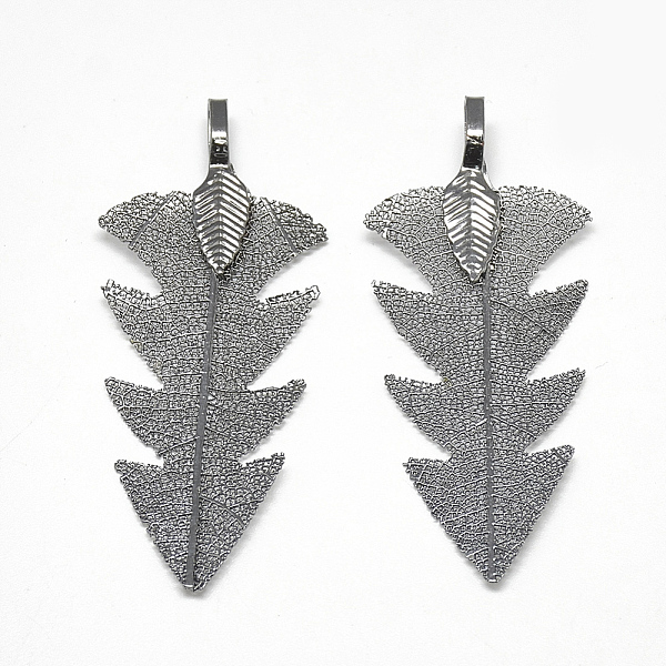 PandaHall Iron Pendants, Electroplate Natural Leaf, Leaf, Gunmetal Plated, 48~50x20x1.5mm, Hole: 3x5.5mm Iron Leaf
PandaHall Iron Pendants, Electroplate Natural Leaf, Leaf, Gunmetal Plated, 48~50x20x1.5mm, Hole: 3x5.5mm Iron Leaf