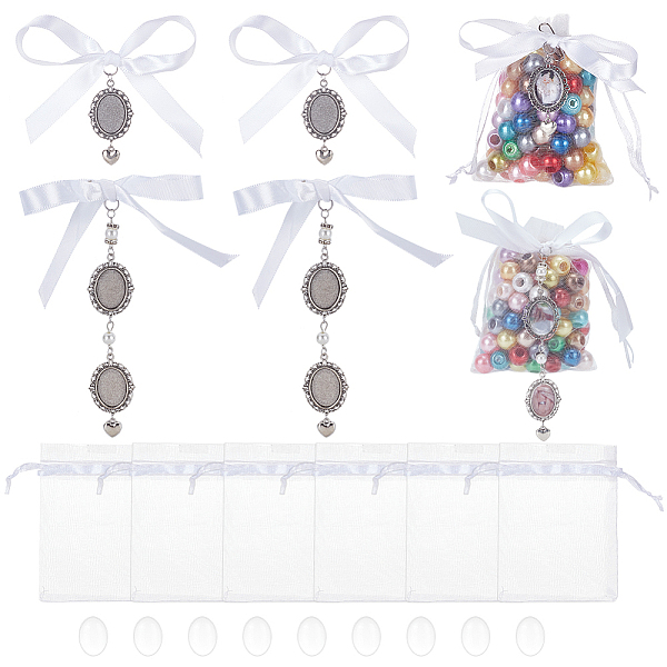 PandaHall Oval with Heart Tibetan Style Alloy Photo Pendant Decoration, with Satin Ribbon & Pearl & Transparent Glass Cabochons, for Wedding...
PandaHall Oval with Heart Tibetan Style Alloy Photo Pendant Decoration, with Satin Ribbon & Pearl & Transparent Glass Cabochons, for Wedding...