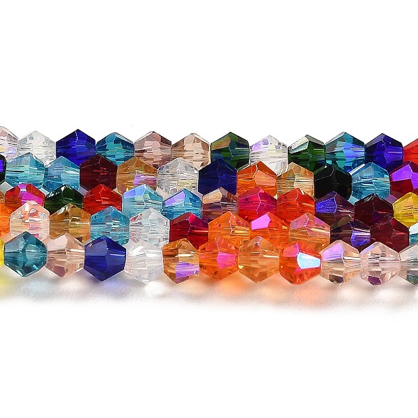 PandaHall Transparent Electroplate Glass Beads Strands, AB Color Plated, Faceted, Bicone, Colorful, 4x4mm, Hole: 0.8mm, about...
PandaHall Transparent Electroplate Glass Beads Strands, AB Color Plated, Faceted, Bicone, Colorful, 4x4mm, Hole: 0.8mm, about...
