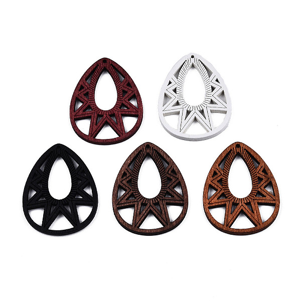 PandaHall Spray Painted Wooden Pendants, Hollow Teardrop Charm, Mixed Color, 39.5x30.5x2.5mm, Hole: 1.2mm Wood Teardrop Multicolor
PandaHall Spray Painted Wooden Pendants, Hollow Teardrop Charm, Mixed Color, 39.5x30.5x2.5mm, Hole: 1.2mm Wood Teardrop Multicolor