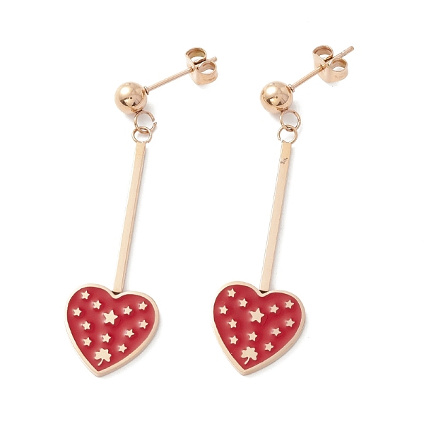 PandaHall Red Heart with Star Enamel Long Dangle Earrings, Drop Earrings for Women, Rose Gold, 40x13.7x1.3mm, Pin: 0.8mm 304 Stainless Steel...
PandaHall Red Heart with Star Enamel Long Dangle Earrings, Drop Earrings for Women, Rose Gold, 40x13.7x1.3mm, Pin: 0.8mm 304 Stainless Steel...