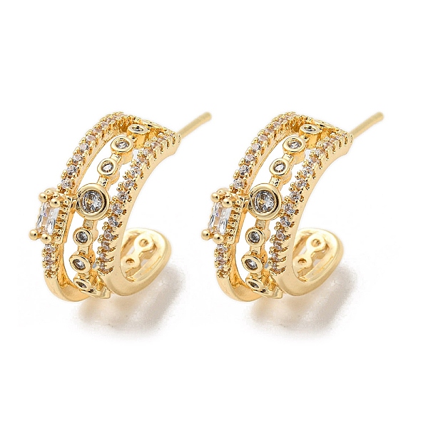 PandaHall Brass with Cubic Zirconia Round Stud Earrings, Half Hoop Earrings, Light Gold, 17.5x6mm Brass Round
PandaHall Brass with Cubic Zirconia Round Stud Earrings, Half Hoop Earrings, Light Gold, 17.5x6mm Brass Round