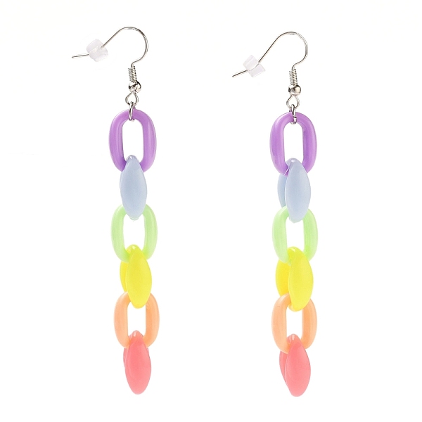 PandaHall Dangle Earrings, with Rainbow Acrylic Chains, Brass Earring Hooks, Ear Nuts, Colorful, 88mm, Pin: 0.5mm Acrylic
PandaHall Dangle Earrings, with Rainbow Acrylic Chains, Brass Earring Hooks, Ear Nuts, Colorful, 88mm, Pin: 0.5mm Acrylic