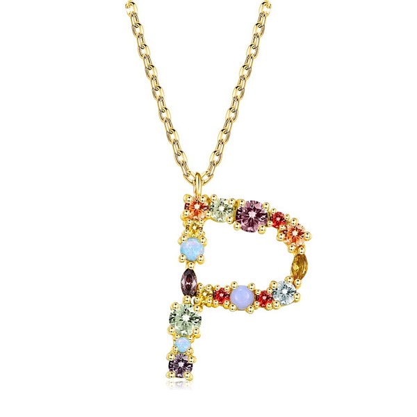 PandaHall Brass Micro Pave Cubic Zirconia Pendant Necklaces, Initial Necklaces, with Cable Chains, Letter P, Colorful, Golden, 15-3/4 inch...
PandaHall Brass Micro Pave Cubic Zirconia Pendant Necklaces, Initial Necklaces, with Cable Chains, Letter P, Colorful, Golden, 15-3/4 inch...