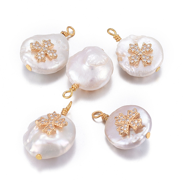 PandaHall Natural Cultured Freshwater Pearl Pendants, with Brass Micro Pave Cubic Zirconia Findings, Nuggets with Cross, Golden, Clear...
PandaHall Natural Cultured Freshwater Pearl Pendants, with Brass Micro Pave Cubic Zirconia Findings, Nuggets with Cross, Golden, Clear...