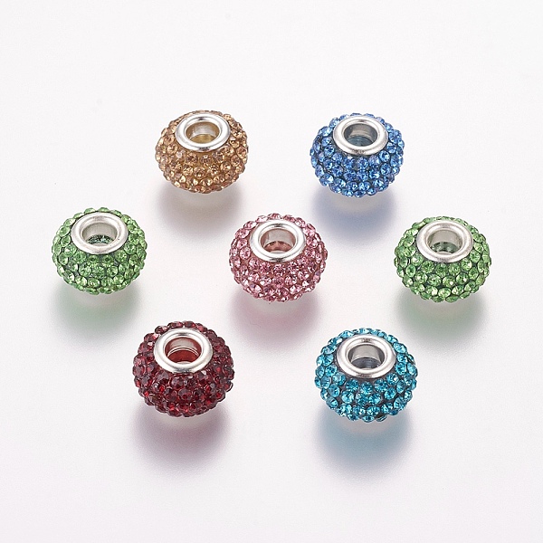 PandaHall Grade A Rhinestone European Beads, Large Hole Beads, Resin, with Silver Color Brass Core, Rondelle, Mixed Color, 15x10mm, Hole..., Multicolor
PandaHall Grade A Rhinestone European Beads, Large Hole Beads, Resin, with Silver Color Brass Core, Rondelle, Mixed Color, 15x10mm, Hole..., Multicolor