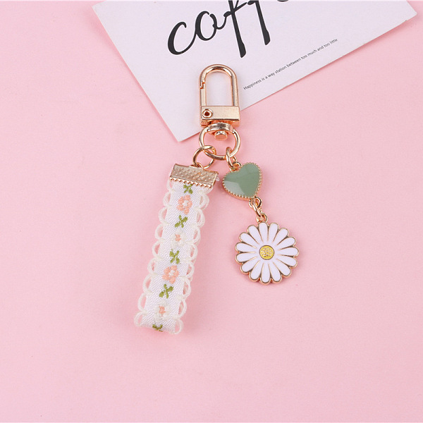 PandaHall Fashion Flower Heart Alloy Enamel Keychain, Lanyard Lace Ribbon Cute Daisy Pendant Keychain, with Alloy Findings, White, 4.7cm...
PandaHall Fashion Flower Heart Alloy Enamel Keychain, Lanyard Lace Ribbon Cute Daisy Pendant Keychain, with Alloy Findings, White, 4.7cm...