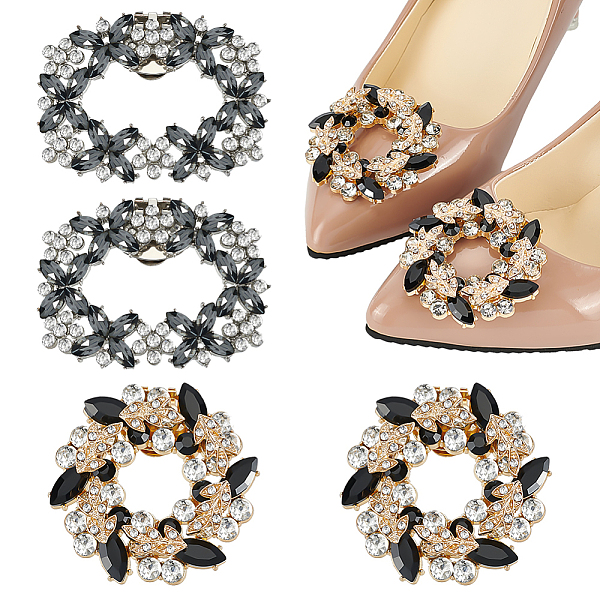 PandaHall AHADERMAKER 4Pcs 2 Styles Flower Brass Rhinestone Shoe Decorations, Detachable Shoe Buckle Clips, Jet, 49~54x56~63x10~14mm..., Black
PandaHall AHADERMAKER 4Pcs 2 Styles Flower Brass Rhinestone Shoe Decorations, Detachable Shoe Buckle Clips, Jet, 49~54x56~63x10~14mm..., Black