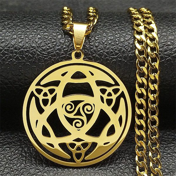 PandaHall 304 Stainless Steel Enamel Necklaces, Flat Round with Trinity Knot Pendant Necklaces, Golden, 23.43 inch(59.5cm) 304 Stainless...
PandaHall 304 Stainless Steel Enamel Necklaces, Flat Round with Trinity Knot Pendant Necklaces, Golden, 23.43 inch(59.5cm) 304 Stainless...