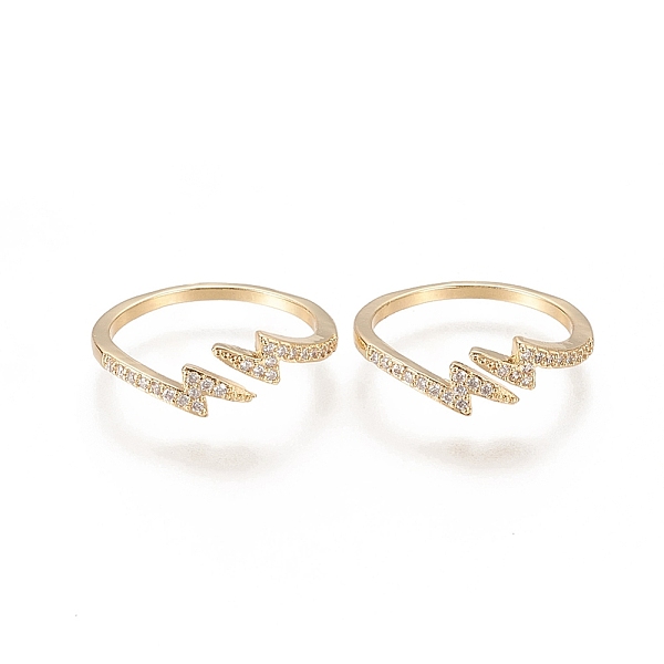 PandaHall Brass Micro Pave Clear Cubic Zirconia Cuff Rings, Open Rings, Long-Lasting Plated, Lightning Bolt, Real 18K Gold Plated, US Size 6...
PandaHall Brass Micro Pave Clear Cubic Zirconia Cuff Rings, Open Rings, Long-Lasting Plated, Lightning Bolt, Real 18K Gold Plated, US Size 6...