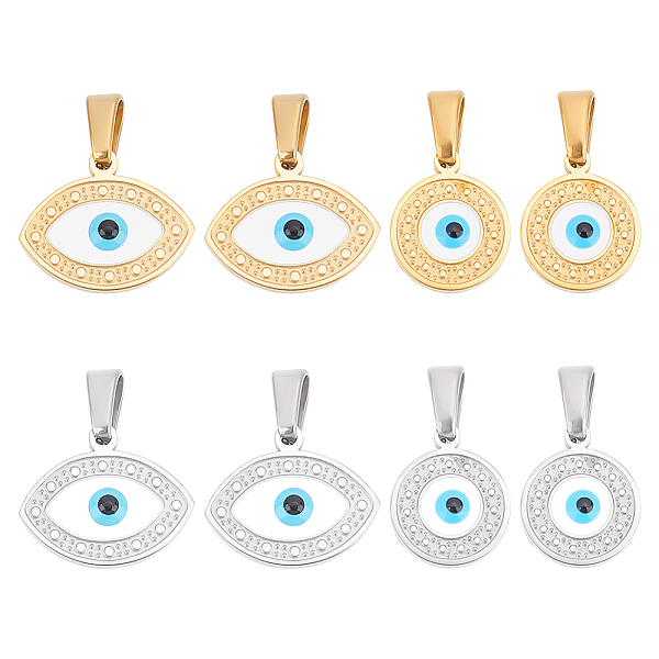 PandaHall DICOSMETIC 8Pcs 4 Style 304 Stainless Steel Pendants, with Enamel, Mixed Shapes with Evil Eye, Golden & Stainless Steel Color..., White
PandaHall DICOSMETIC 8Pcs 4 Style 304 Stainless Steel Pendants, with Enamel, Mixed Shapes with Evil Eye, Golden & Stainless Steel Color..., White