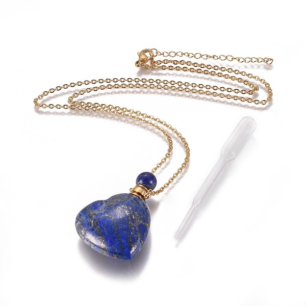 PandaHall Natural Lapis Lazuli Openable Perfume Bottle Pendant Necklaces, with Stainless Steel Cable Chain and Plastic Dropper, Heart...
PandaHall Natural Lapis Lazuli Openable Perfume Bottle Pendant Necklaces, with Stainless Steel Cable Chain and Plastic Dropper, Heart...