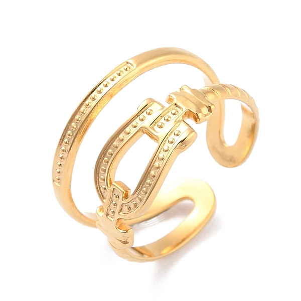 PandaHall Ion Plating(IP) 304 Stainless Steel Belt Buckle Shape Open Cuff Ring for Women, Golden, Inner Diameter: 17.3mm 304 Stainless Steel
PandaHall Ion Plating(IP) 304 Stainless Steel Belt Buckle Shape Open Cuff Ring for Women, Golden, Inner Diameter: 17.3mm 304 Stainless Steel