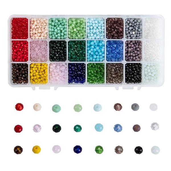 PandaHall Glass Beads, Faceted, Rondelle, Mixed Color, 4x3mm, Hole: 0.4mm, 24 colors, 200pcs/color, 4800pcs/box Glass Rondelle Multicolor
PandaHall Glass Beads, Faceted, Rondelle, Mixed Color, 4x3mm, Hole: 0.4mm, 24 colors, 200pcs/color, 4800pcs/box Glass Rondelle Multicolor