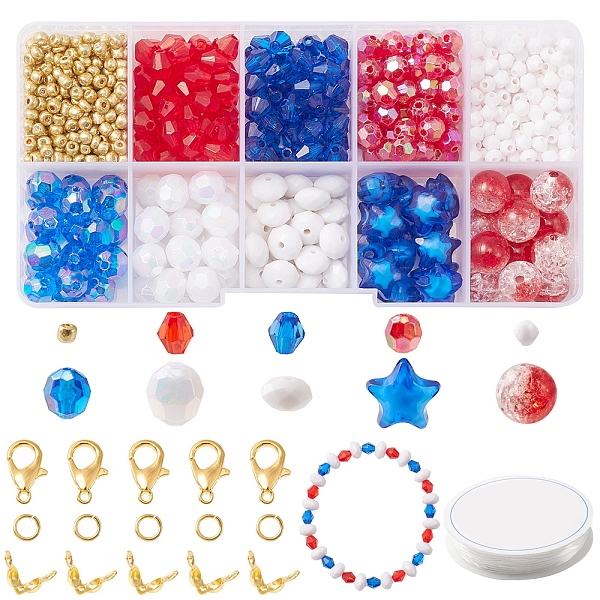 PandaHall DIY Independence Day Bracelet Necklace Making Kit, Inlcluding Bicone & Star & Round Acrylic & Glass Seed Beads, Alloy Clasps..., Multicolor
PandaHall DIY Independence Day Bracelet Necklace Making Kit, Inlcluding Bicone & Star & Round Acrylic & Glass Seed Beads, Alloy Clasps..., Multicolor
