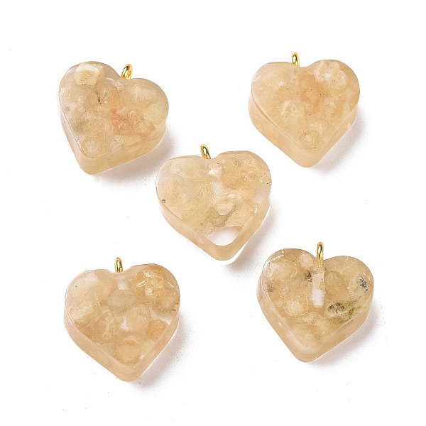 PandaHall Transparent Resin Natural Yellow Quartz Dyed Chips Pendants, with Golden Tone Brass Loops, Heart Charm, Wheat, 16.5x15.5x6~6.5mm..., Orange
PandaHall Transparent Resin Natural Yellow Quartz Dyed Chips Pendants, with Golden Tone Brass Loops, Heart Charm, Wheat, 16.5x15.5x6~6.5mm..., Orange