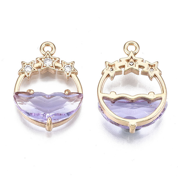 PandaHall Faceted Transparent Glass Pendants, with Brass Crystal Rhinestone Findings, Flat Round with Star, Light Gold, Lilac, 21x15x5mm..., Purple
PandaHall Faceted Transparent Glass Pendants, with Brass Crystal Rhinestone Findings, Flat Round with Star, Light Gold, Lilac, 21x15x5mm..., Purple