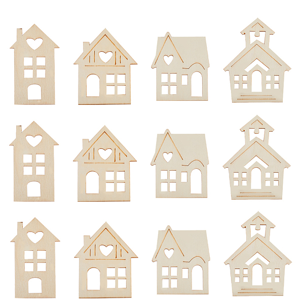 PandaHall Unfinished Wooden Cutcouts, House, Blanched Almond, 11.9~11.95x7.4~10x0.25cm, 4style, 3pcs/style, 12pcs/set. Wood House
PandaHall Unfinished Wooden Cutcouts, House, Blanched Almond, 11.9~11.95x7.4~10x0.25cm, 4style, 3pcs/style, 12pcs/set. Wood House