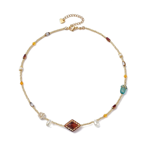 PandaHall Glass Seed & Acrylic Beaded Necklaces, Flower & Rhombus & Teardrop, Colorful, 15.94 inch(40.5cm) Acrylic
PandaHall Glass Seed & Acrylic Beaded Necklaces, Flower & Rhombus & Teardrop, Colorful, 15.94 inch(40.5cm) Acrylic