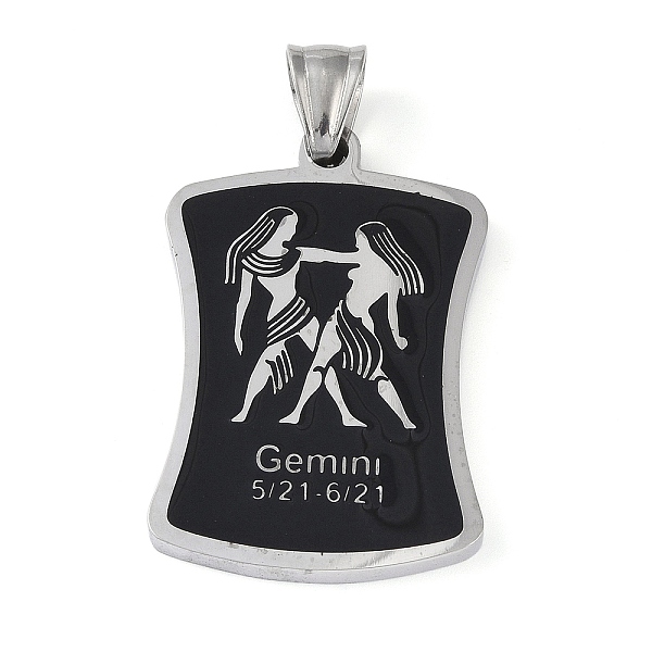 PandaHall 304 Stainless Steel Pendants, with Enamel, Stainless Steel Color, Rectangle with Constellation, Gemini, 39x26x3mm, Hole: 7x3mm..., Black
PandaHall 304 Stainless Steel Pendants, with Enamel, Stainless Steel Color, Rectangle with Constellation, Gemini, 39x26x3mm, Hole: 7x3mm..., Black
