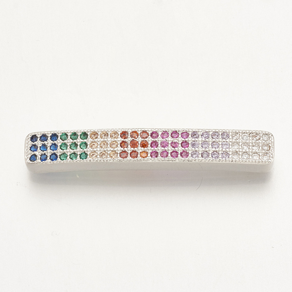 PandaHall Brass Micro Pave Cubic Zirconia Beads, Rectangle, Colorful, Platinum, 35x5.5x3.5mm, Hole: 1.5mm Brass+Cubic Zirconia Rectangle
PandaHall Brass Micro Pave Cubic Zirconia Beads, Rectangle, Colorful, Platinum, 35x5.5x3.5mm, Hole: 1.5mm Brass+Cubic Zirconia Rectangle