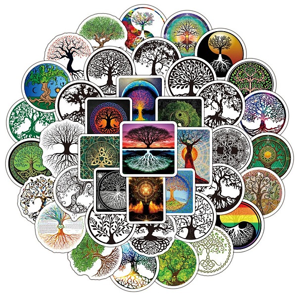 PandaHall 50Pcs PVC Picture Stickers, Tree of Life Stickers, Colorful, 45~75mm Plastic Mixed Shapes
PandaHall 50Pcs PVC Picture Stickers, Tree of Life Stickers, Colorful, 45~75mm Plastic Mixed Shapes