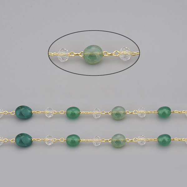 PandaHall 3.28 Feet Handmade Natural Green Agate Beaded Chains, with Rondelle Glass Beads and Golden Brass Cable Chains, Long-Lasting Plated..., Clear
PandaHall 3.28 Feet Handmade Natural Green Agate Beaded Chains, with Rondelle Glass Beads and Golden Brass Cable Chains, Long-Lasting Plated..., Clear