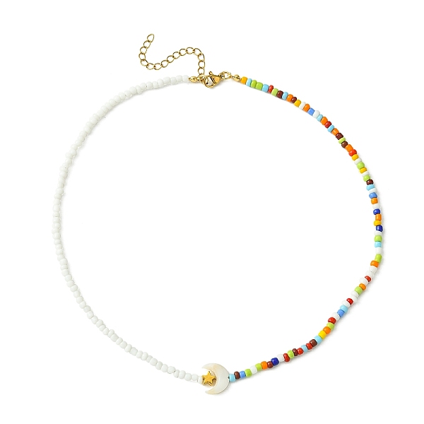 PandaHall Glass Seed & 304 Stainless Steel Star & Moon Shell Beaded Necklace for Women, Colorful, 18.31 inch(46.5cm) Shell
PandaHall Glass Seed & 304 Stainless Steel Star & Moon Shell Beaded Necklace for Women, Colorful, 18.31 inch(46.5cm) Shell