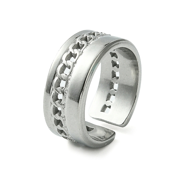 PandaHall 304 Stainless Steel Open Cuff Ring, Hollow Curb Chains Ring, Stainless Steel Color, Inner Diameter: 17.4mm 304 Stainless Steel
PandaHall 304 Stainless Steel Open Cuff Ring, Hollow Curb Chains Ring, Stainless Steel Color, Inner Diameter: 17.4mm 304 Stainless Steel