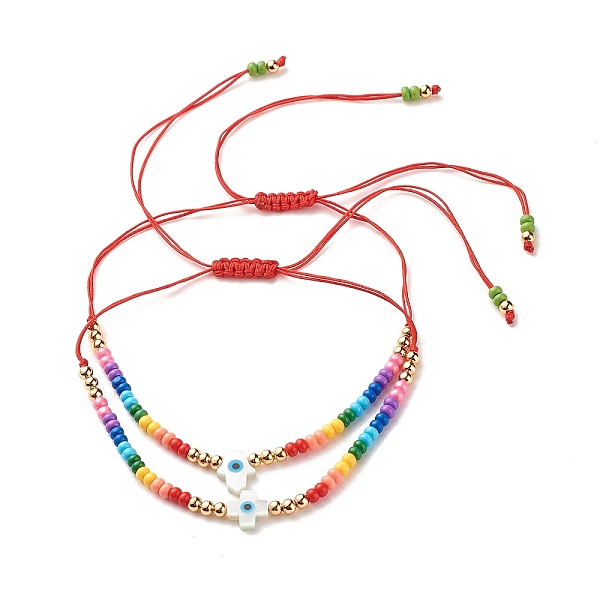 PandaHall Adjustable Evil Eye Braided Bead Bracelets Set, Glass & Brass & Natural White Shell Bracelets, Long-Lasting Plated, Cross & Hamsa..., Multicolor
PandaHall Adjustable Evil Eye Braided Bead Bracelets Set, Glass & Brass & Natural White Shell Bracelets, Long-Lasting Plated, Cross & Hamsa..., Multicolor